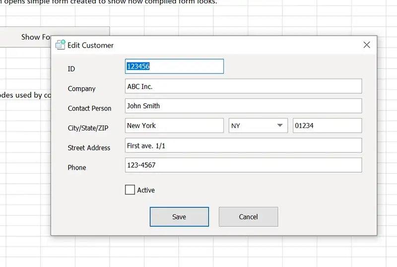 Visual Basic Form in the compiled application